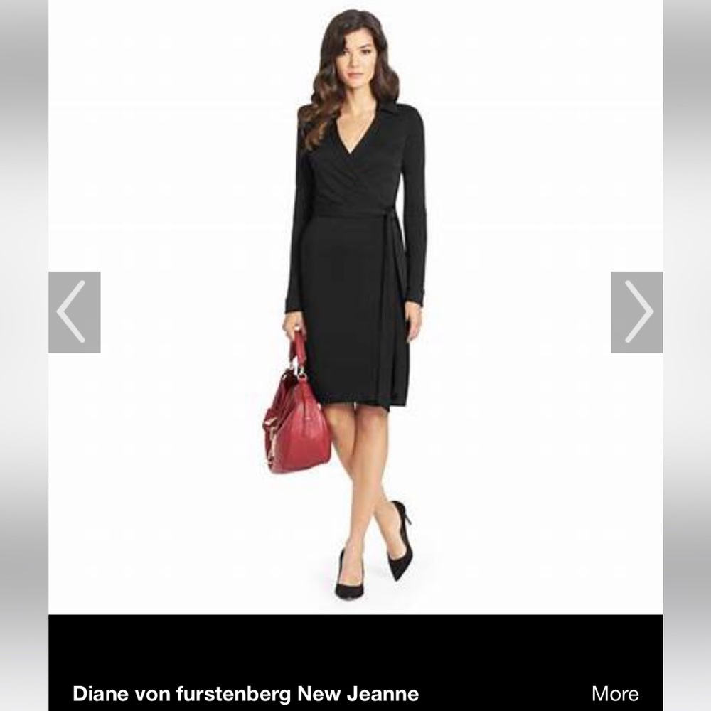 Diane von Furstenberg New Jeanne Wrap Dress with Collar - Black Size 2